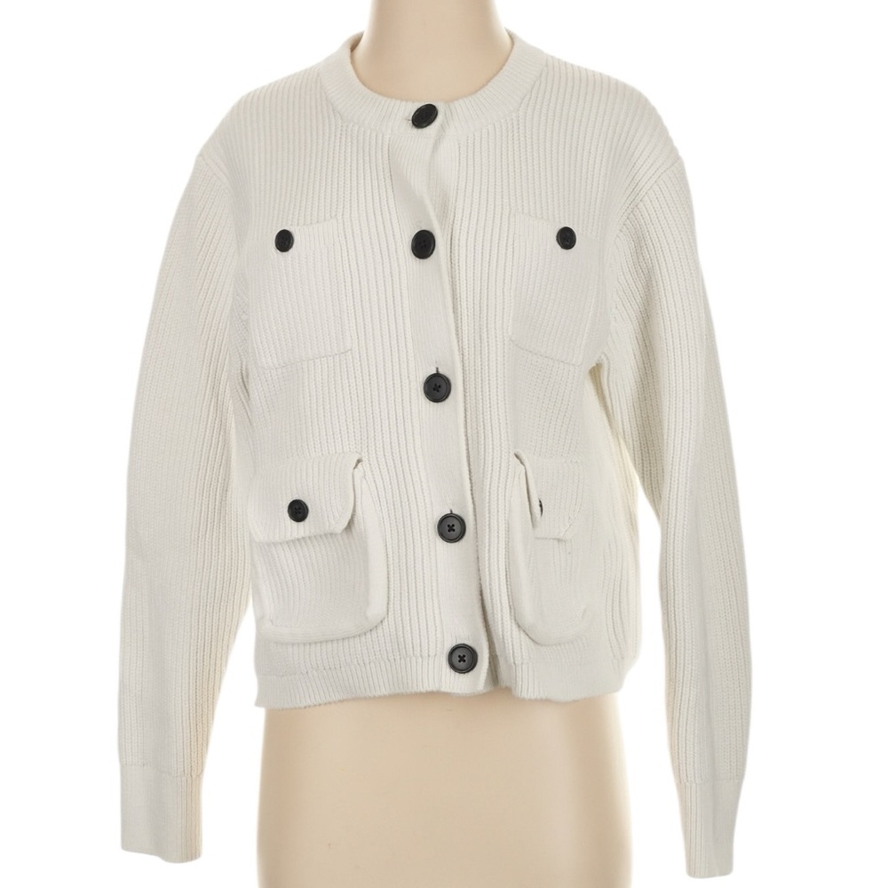 J. Crew Four Pocket Cardigan S Relaxed Fit Soft Cotton Chunky Knit Nautical - Picture 2 of 9